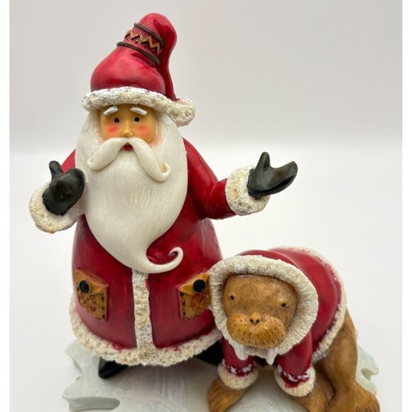 Vintage Debbie Mumm Santa Claus & Walrus Christmas Figurine on Iceberg - Picture 8 of 11